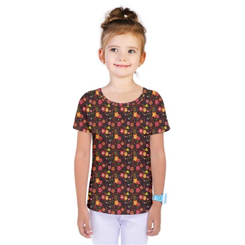 Exotic Colorful Flower Pattern  Kids  One Piece Tee by Brittlevirginclothing