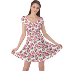 Gorgeous Pink Flower Pattern Cap Sleeve Dresses by Brittlevirginclothing