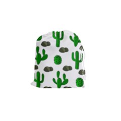 Cactuses 3 Drawstring Pouches (small)  by Valentinaart