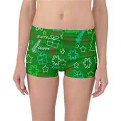 Green Xmas Pattern Reversible Bikini Bottoms by Valentinaart
