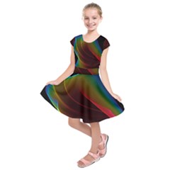 Liquid Rainbow, Abstract Wave Of Cosmic Energy  Kids  Short Sleeve Dress by DianeClancy