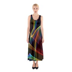 Peacock Symphony, Abstract Rainbow Music Sleeveless Maxi Dress by DianeClancy