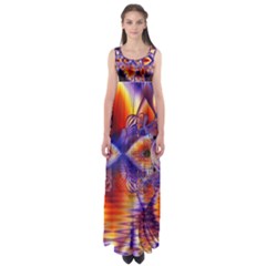 Winter Crystal Palace, Abstract Cosmic Dream (lake 12 15 13) 9900x7400 Smaller Empire Waist Maxi Dress by DianeClancy