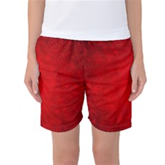 Decorative Red Christmas Background With Snowflakes Women s Basketball Shorts by TastefulDesigns
