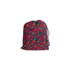 Red Floral Pattern Drawstring Pouches (xs)  by Valentinaart