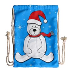 Polar Bear - Blue Drawstring Bag (large) by Valentinaart