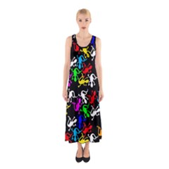 Colorful Lizards Pattern Sleeveless Maxi Dress by Valentinaart