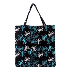 Cyan Lizards Pattern Grocery Tote Bag by Valentinaart