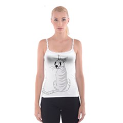 White Cat  Spaghetti Strap Top by Valentinaart