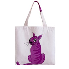 Purple Cat Zipper Grocery Tote Bag by Valentinaart