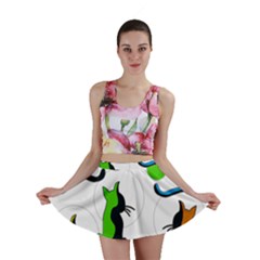 Colorful Abstract Cats Mini Skirt by Valentinaart