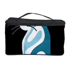 Blue Abstract Cat Cosmetic Storage Case by Valentinaart
