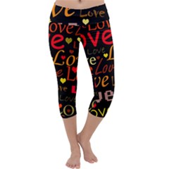 Love Pattern 3 Capri Yoga Leggings by Valentinaart