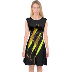 Yellow Fish Capsleeve Midi Dress by Valentinaart