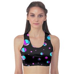 Blue And Purple Dots Sports Bra by Valentinaart
