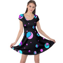 Blue And Purple Dots Cap Sleeve Dresses by Valentinaart