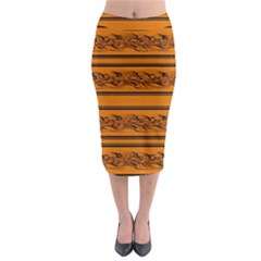 Orange Barbwire Pattern Midi Pencil Skirt by Valentinaart