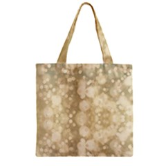 Light Circles, Brown Yellow Color Zipper Grocery Tote Bag