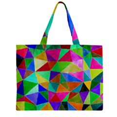 Triangles, Colorful Watercolor Art  Painting Zipper Mini Tote Bag