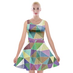Colorful Triangles, Pencil Drawing Art Velvet Skater Dress by picsaspassion