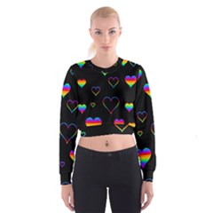 Rainbow Harts Women s Cropped Sweatshirt by Valentinaart