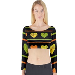 Colorful Harts Pattern Long Sleeve Crop Top by Valentinaart