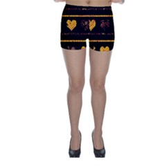 Yellow Harts Pattern Skinny Shorts by Valentinaart