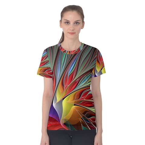 Fractal Bird Of Paradise Women s Cotton Tee by WolfepawFractals