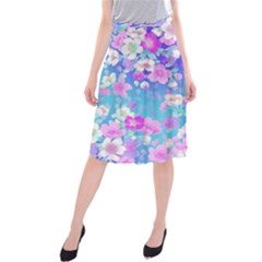 Colorful Pastel  Flowers Midi Beach Skirt by Brittlevirginclothing