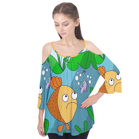 Fish And Worm Flutter Tees by Valentinaart