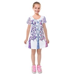 Magical Pastel Trees Kids  Short Sleeve Velvet Dress by Valentinaart