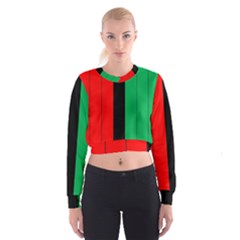 Kwanzaa Colors African American Red Black Green  Women s Cropped Sweatshirt by yoursparklingshop