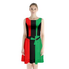 Kwanzaa Colors African American Red Black Green  Sleeveless Chiffon Waist Tie Dress by yoursparklingshop