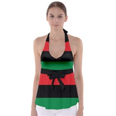 Pan African Unia Flag Colors Red Black Green Horizontal Stripes Babydoll Tankini Top by yoursparklingshop