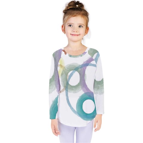 Rainbow Color Circles, Watercolor - Aquarel Painting Kids  Long Sleeve Tee by picsaspassion