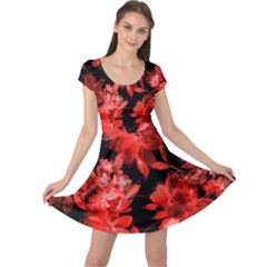 Red Flower  Cap Sleeve Dresses by Brittlevirginclothing