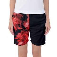 Red Flower  Women s Basketball Shorts by Brittlevirginclothing
