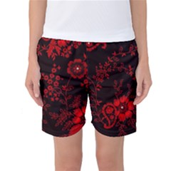Small Red Roses Women s Basketball Shorts by Brittlevirginclothing