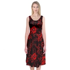 Small Red Roses Midi Sleeveless Dress by Brittlevirginclothing