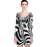 Animal Cute Pattern Art Zebra Long Sleeve Bodycon Dress