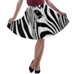 Animal Cute Pattern Art Zebra A-line Skater Skirt