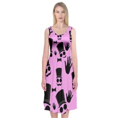Gentleman - Pink Pattern Midi Sleeveless Dress by Valentinaart