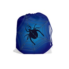 Spider On Web Drawstring Pouches (large)  by Amaryn4rt