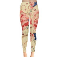 Beautiful Pink Roses Leggings  by Brittlevirginclothing