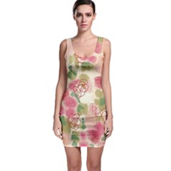 Aquarelle Pink Flower  Sleeveless Bodycon Dress by Brittlevirginclothing