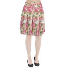 Aquarelle Pink Flower  Pleated Skirt by Brittlevirginclothing