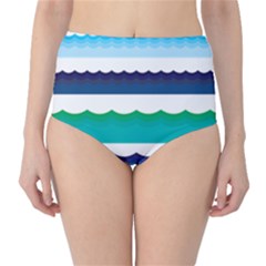 Water Border Water Waves Ocean Sea High-waist Bikini Bottoms by Amaryn4rt