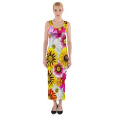 Flowers Blossom Bloom Nature Plant Fitted Maxi Dress by Amaryn4rt