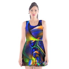 Light Texture Abstract Background Scoop Neck Skater Dress