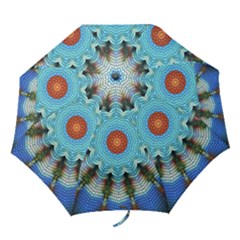 Pattern Blue Brown Background Folding Umbrellas by Amaryn4rt